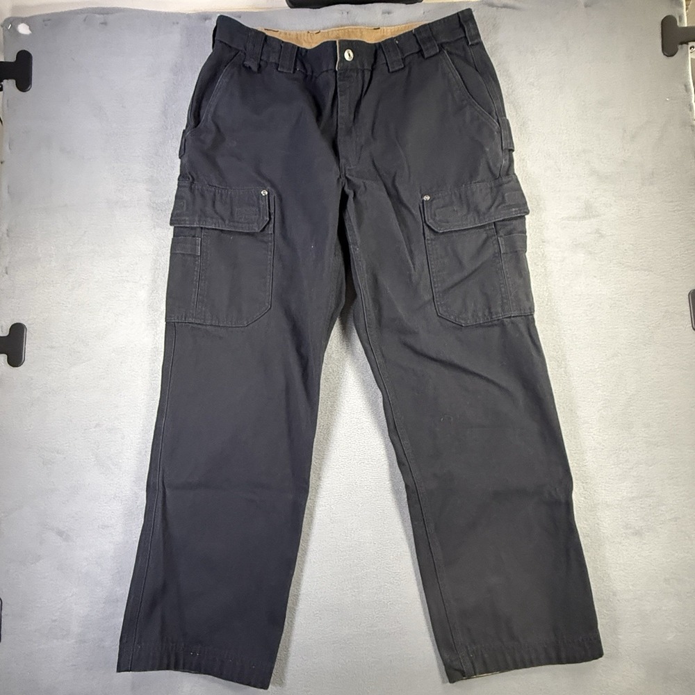 Duluth Pants Mens 40x32‎ Black Cargo Relaxed Fit Fire House Flex Workwear